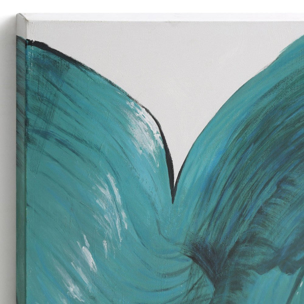 Cerulean Blur Modern Hand Painted Canvas Abstract Art - 72" x 48"