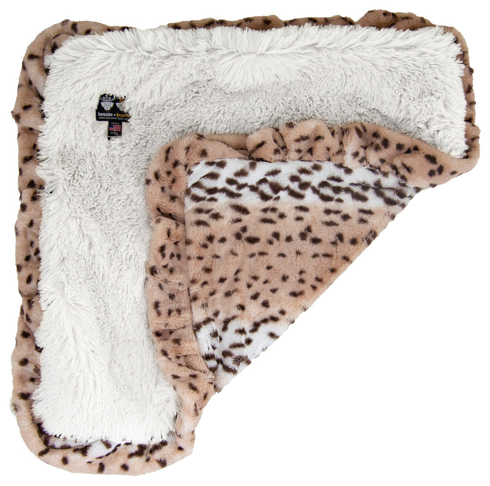 Pet Blanket, Aspen Snow Leopard and Snow White, With Ruffle, Small