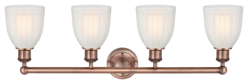 Brookfield 4-Light 33" Bath Vanity Light, Antique Copper Finish, White Shade