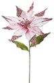 Vickerman Of161409 26" Pink Velvet Poinsettia Christmas Pick, 3 Per Bag