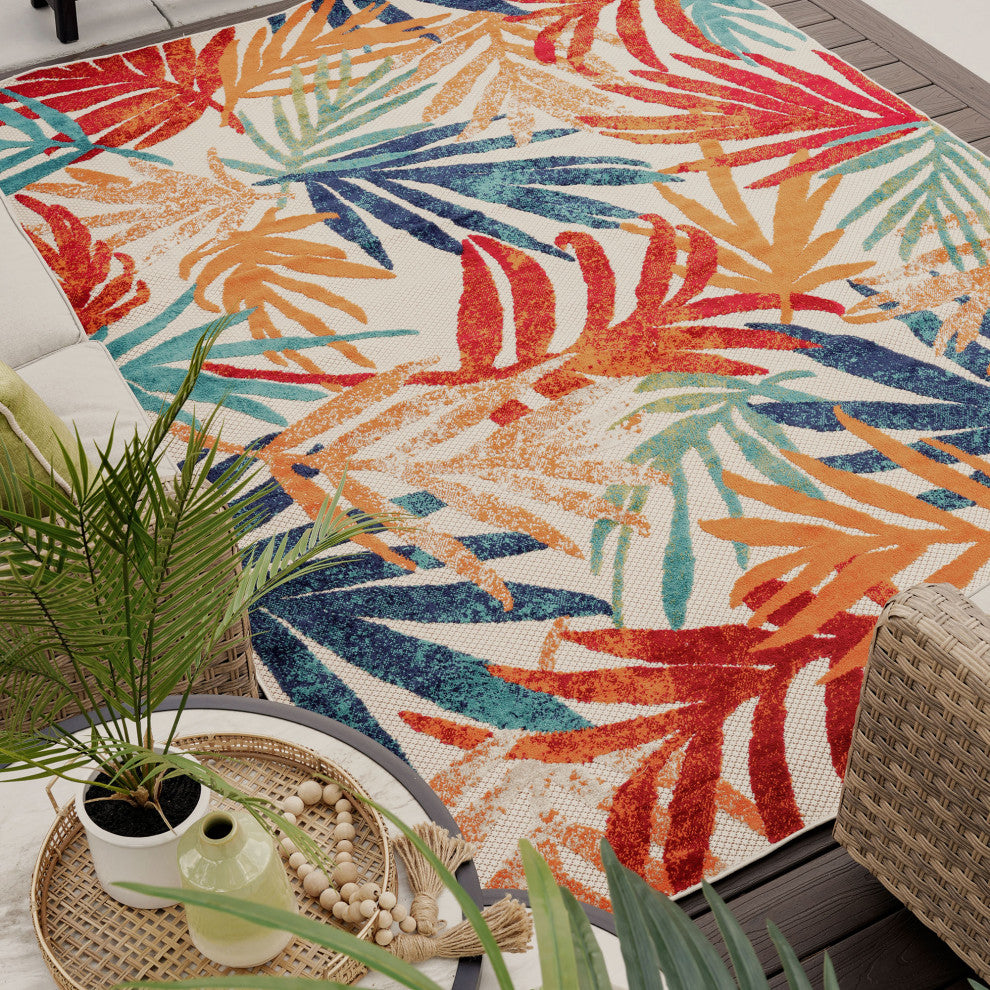 Oaks Modern Floral Area Rug, Multi-Color, 7'11" X 10'3"