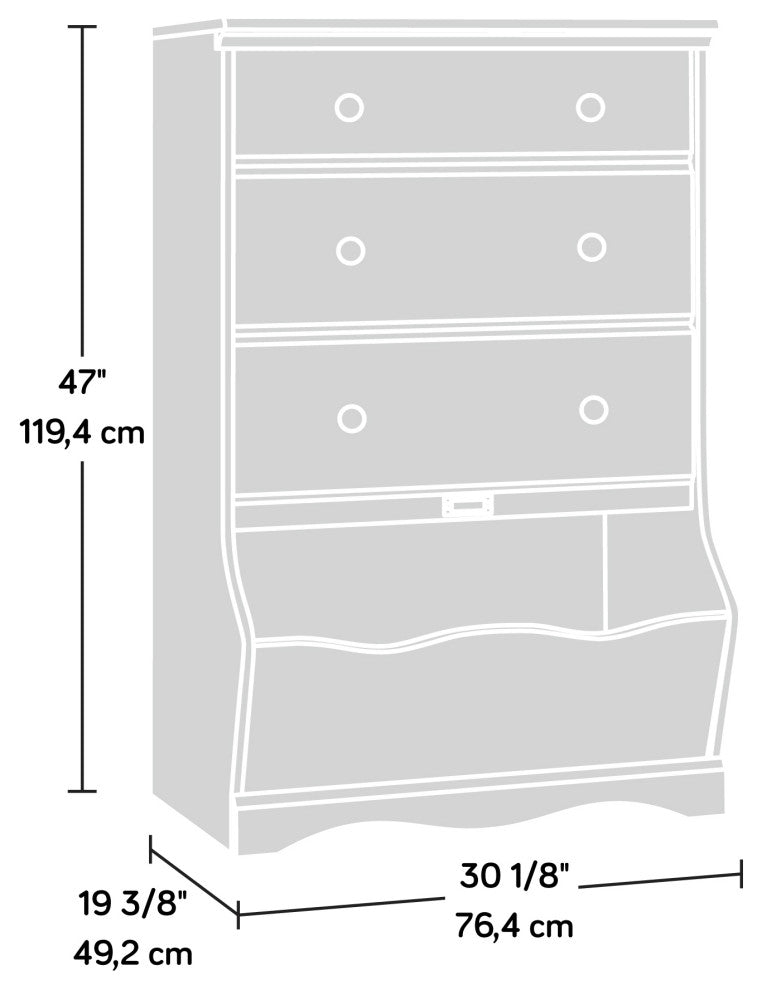 Sauder Pogo Solid Wood 3-Drawer Kid's Bedroom Chest in Soft White