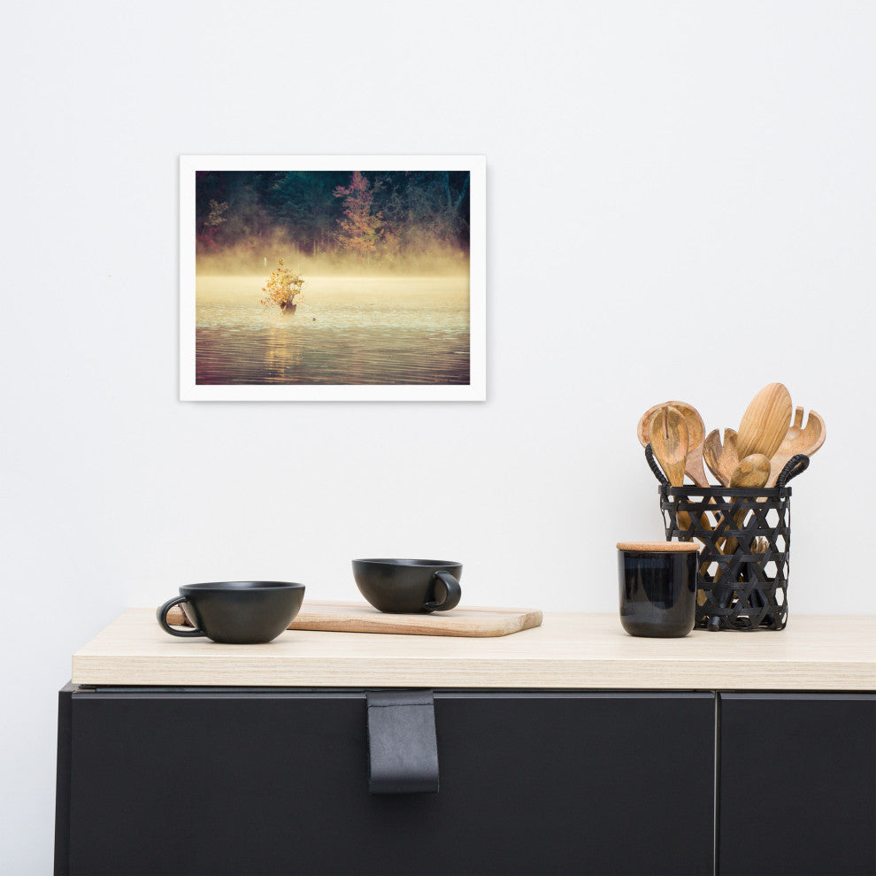 Golden Mist on Waples Pond Framed Photo Paper Wall Art Prints, White, 11" X 14"