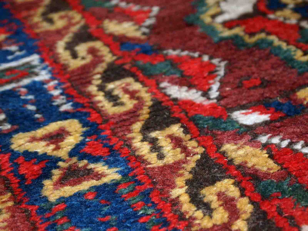 Handmade antique Persian Kurdish rug 3.9' x 7.5' (119cm x 230cm) 1920s