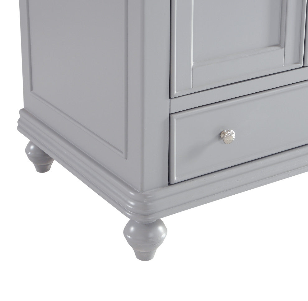 30" Single Bathroom Vanity, Light Grey With Ivory White Engineered Marble