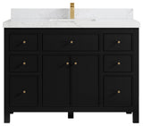 Sonoma 48 Single Sink Reeded Bath Vanity in Black 2" Empira White