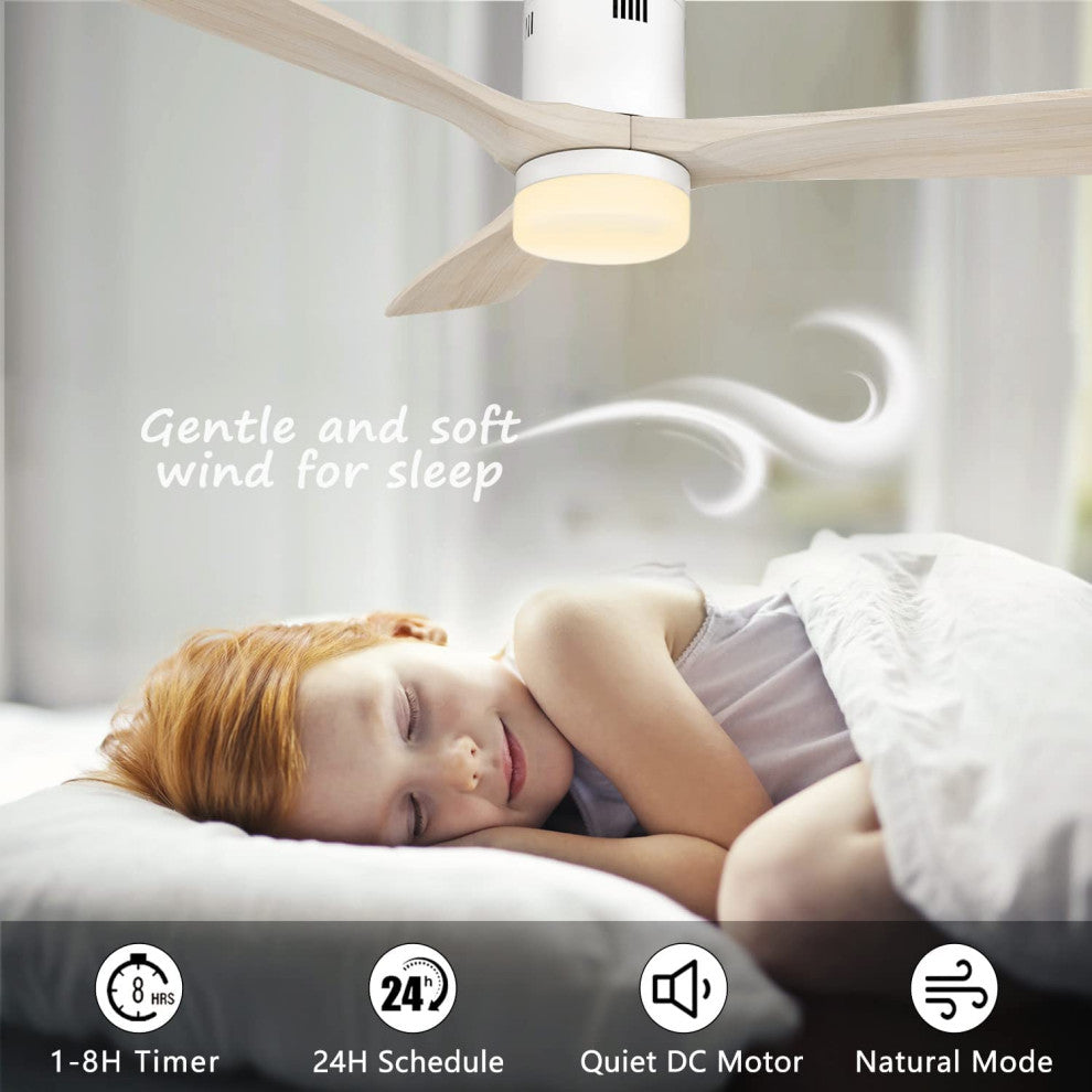 52'' 3 Blade Smart Rustic Ceiling Fan With Dim Light and Remote Control