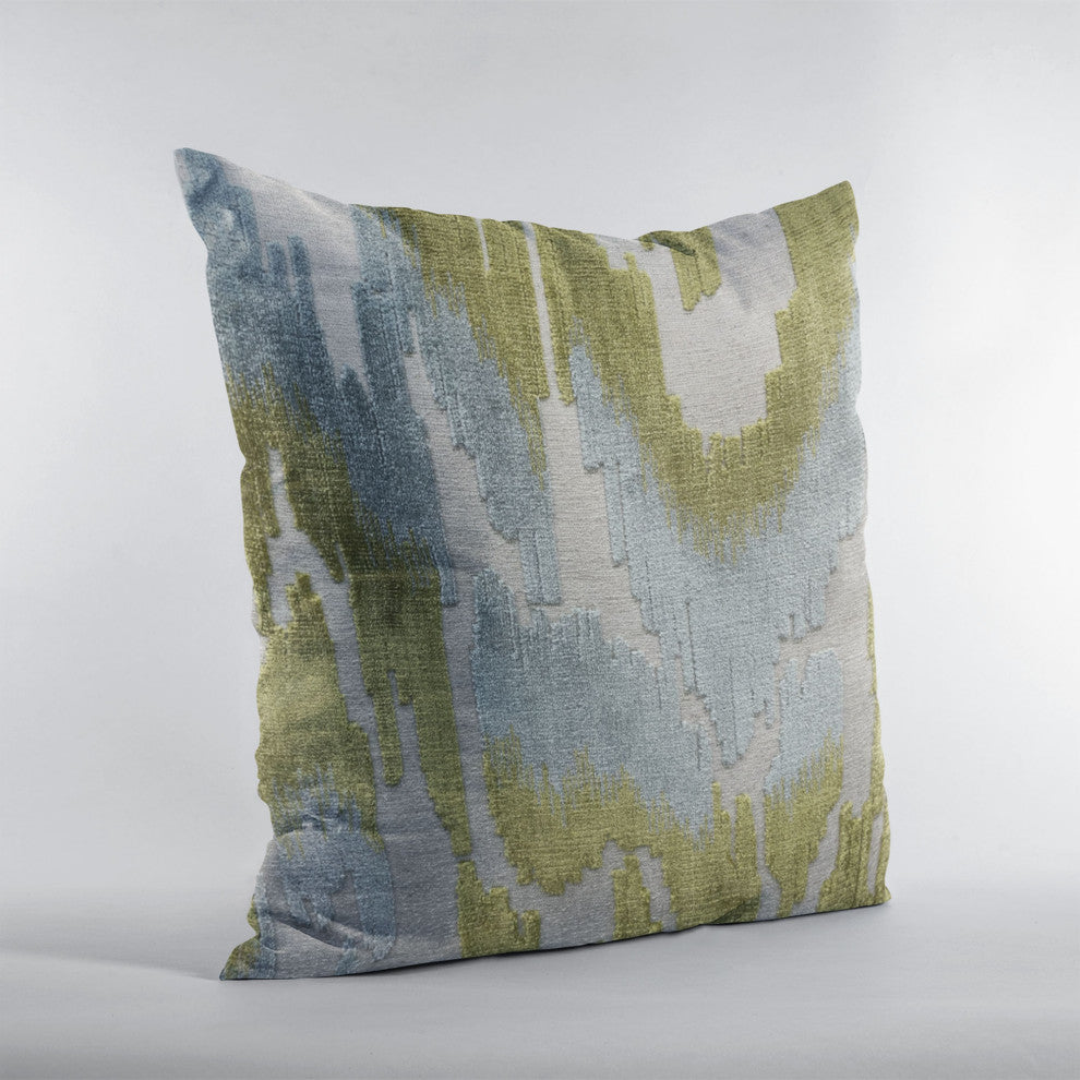 Plutus Velvet Glamour Blue, Citrine, Cream Handmade Luxury Pillow, 20"x26"