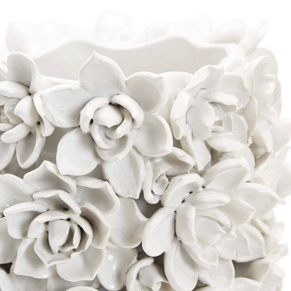 Two's Company Succulents Set of 2 White Ceramic Planter/Vases
