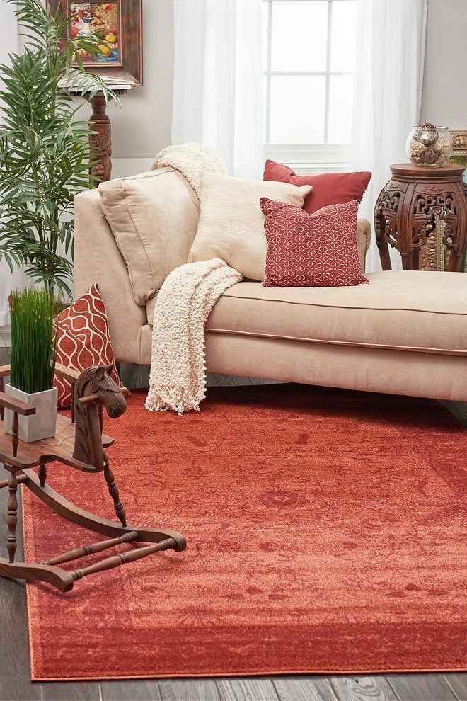 Unique Loom Rust Red La Jolla Floral 7'x10' Area Rug