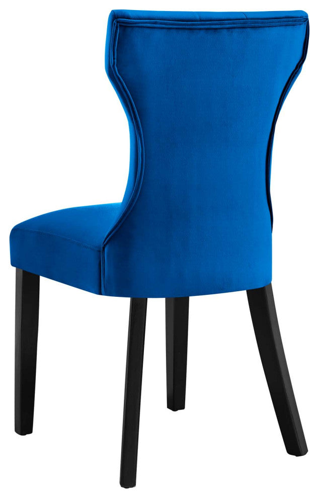 Side Dining Chair, Set of 2, Blue Navy, Velvet, Modern, Cafe Bistro Hospitality