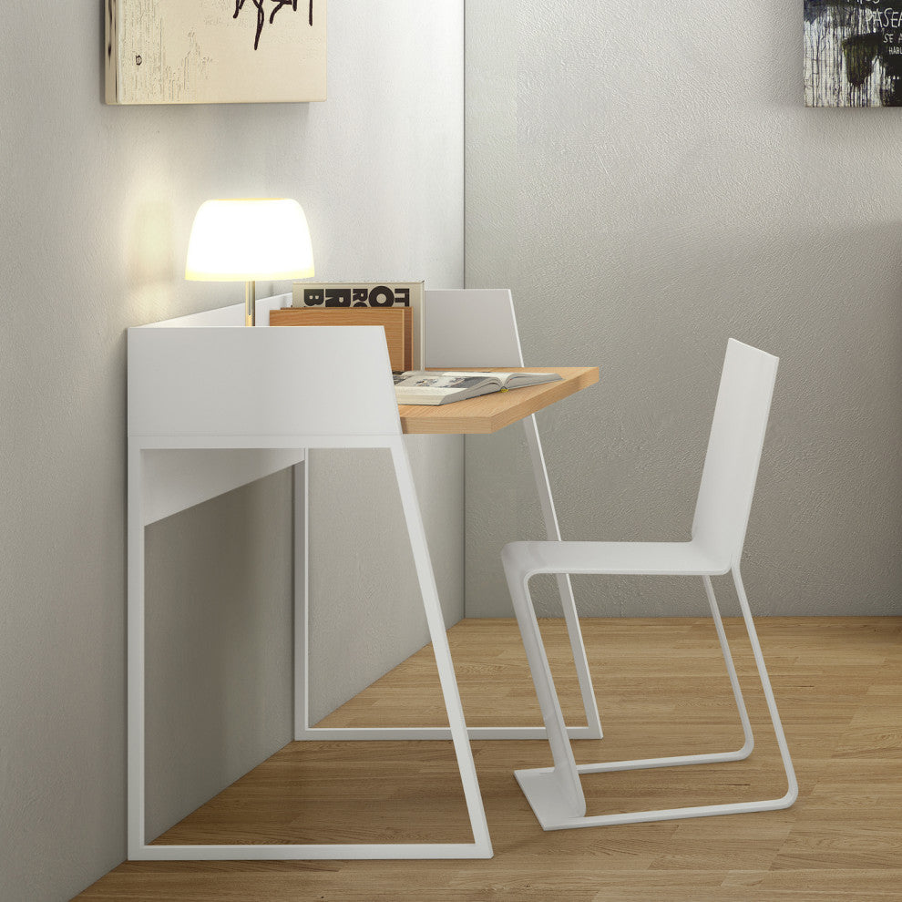 Modern Small Home Office Laptop Table Desk, Oak/White