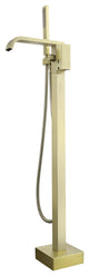 Wellfor Waterfall Bathroom Tub Faucet With Hand Held Shower, Brushed Gold