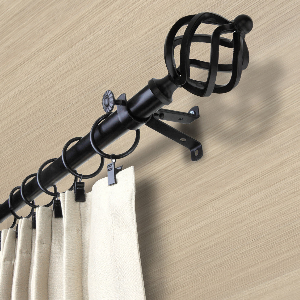 Twist Curtain Rod, Black, 18-28"