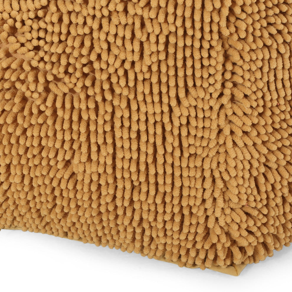 Statham Moloney Modern Microfiber Chenille Round Pouf, Yellow