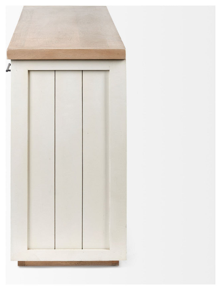 Fairview III Solid Wood Brown Top, White Frame 4 Cabinet Door Sideboard