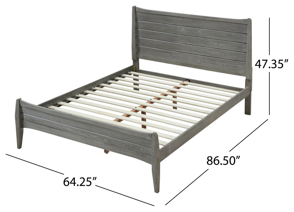 Agatha Rustic Wooden Queen Platform Bed, Rustic Gray