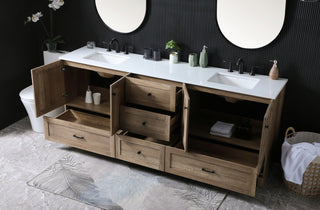 Double Bathroom Vanity, Natural Oak, 84"
