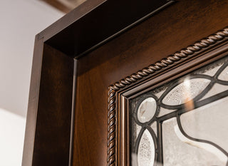 Front Exterior Entry Door, Wood Double Door 60" x 80" Prehung, Left Hand In-swing, Dark Mahogany Stain, Glass M577E30X30X80