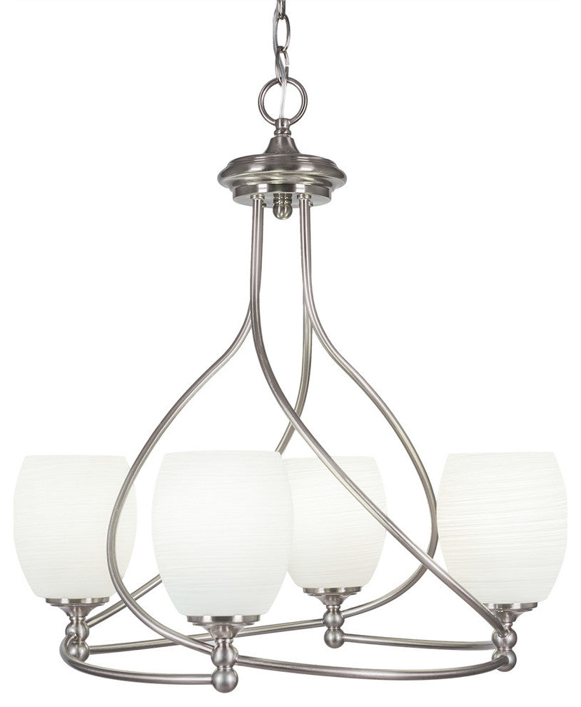 Capri 4-Light Chandelier, Brushed Nickel/White Linen