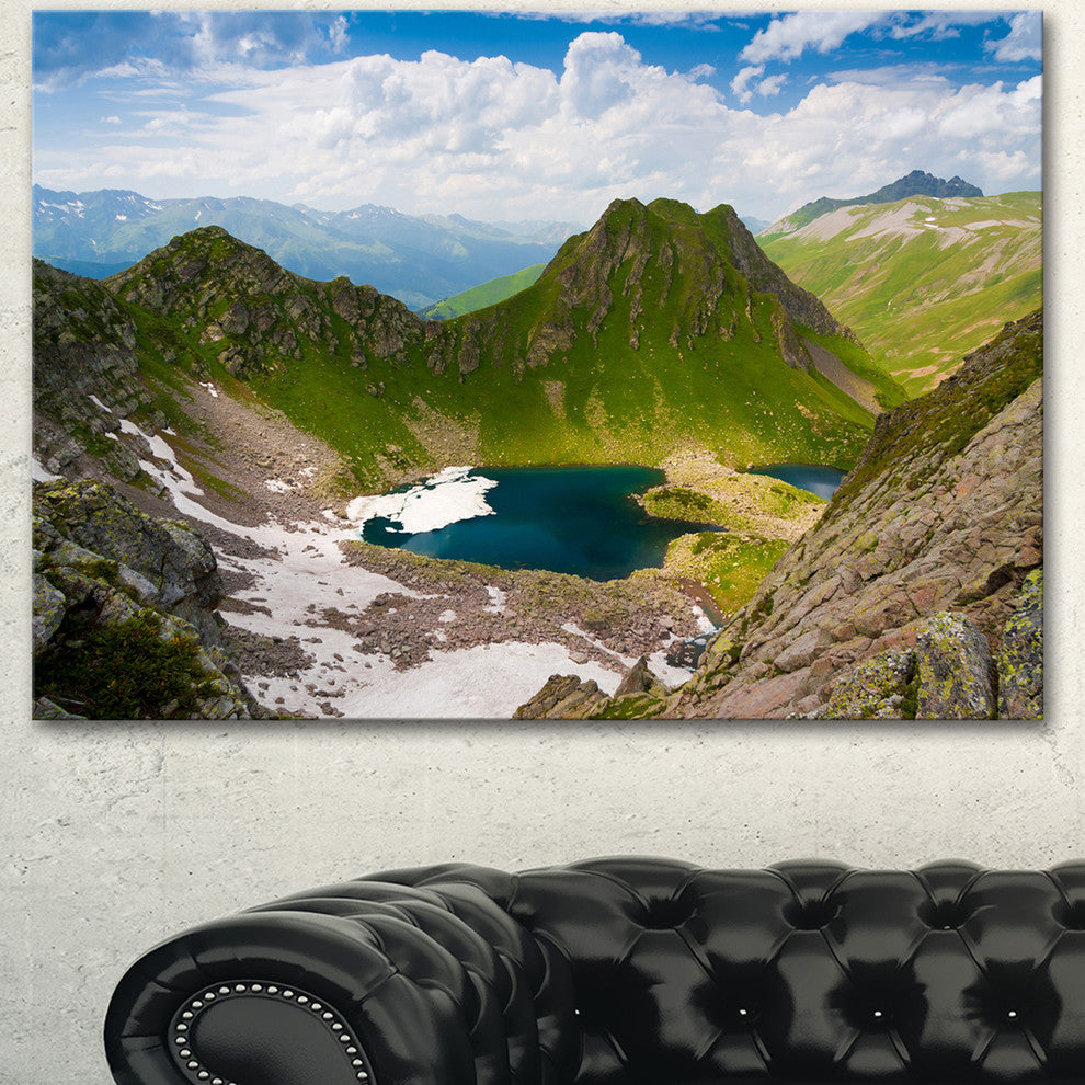 Mountain Lake View on Bright Day, Large Landscape Canvas Art, 40"x30"
