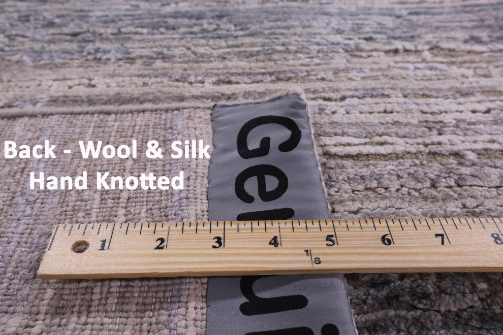 7' 10" X 10' 0" Wool and Silk Modern Handmade Rug Q9039