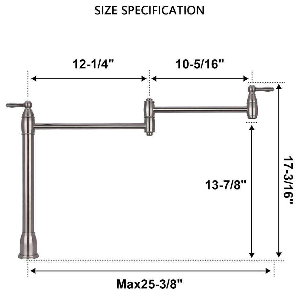 Copper Pot Filler Kitchen Faucet Deck-Mounted, Brushed Nickel