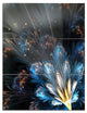 "Blue Flower With Golden Details" Digital Metal Wall Art, 3 Panels, 28"x36"