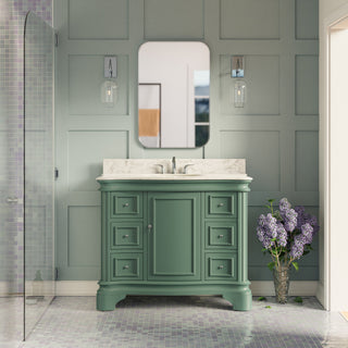 Katherine 42" Bath Vanity, Sage Green, Carrara Marble