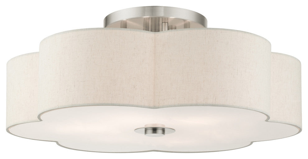 Brushed Nickel French Country, Floral, Transitional, Semi Flush