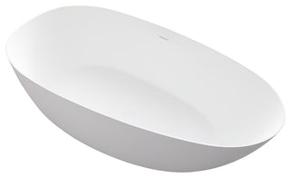 Solid Surface Freestanding Soaking Bathtub, Drain, 71"