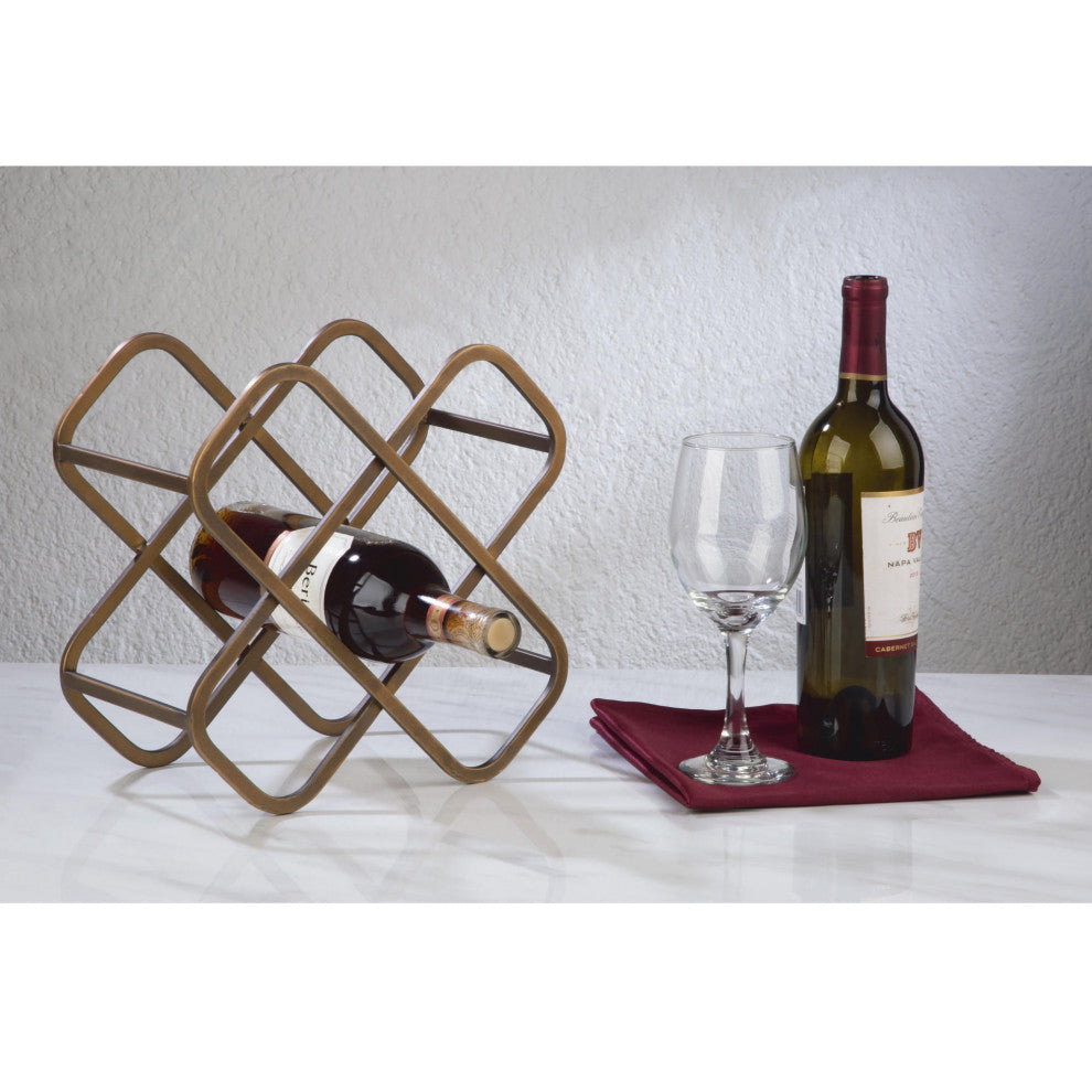 5-Bottle Gold Metal Tabletop Wine Bottle Holder