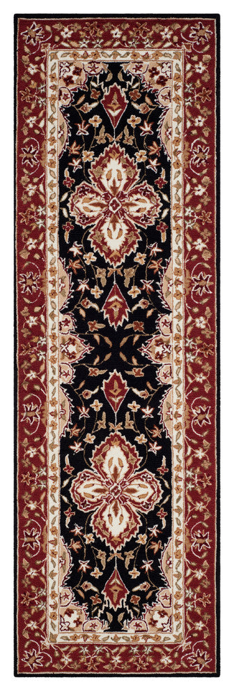 Safavieh Easy Care Collection EZC718 Rug, Black/Red, 2'6"x10'