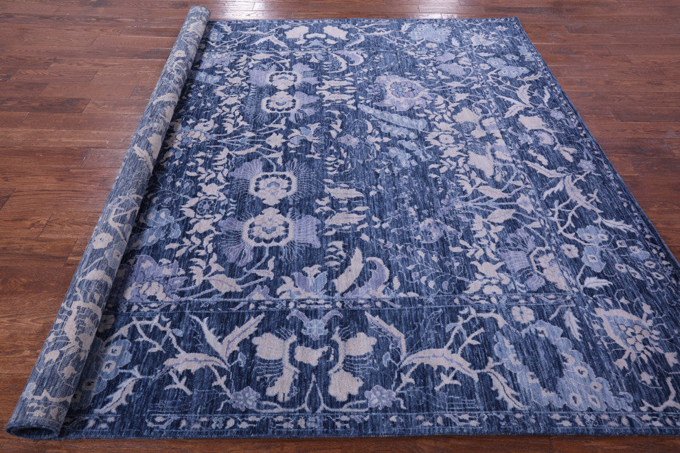 8' Square Modern Hand Knotted Wool Rug - Q13049