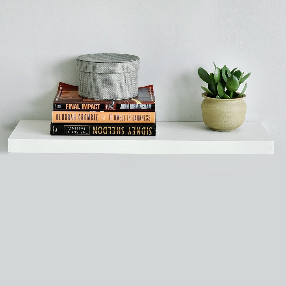 Simons Floating Wall Shelves, White, 24"