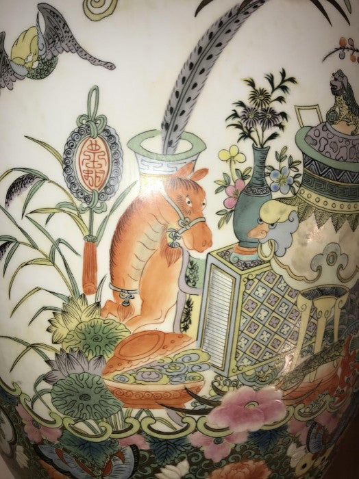 Polychrome Hand Painted Porcelain Vases