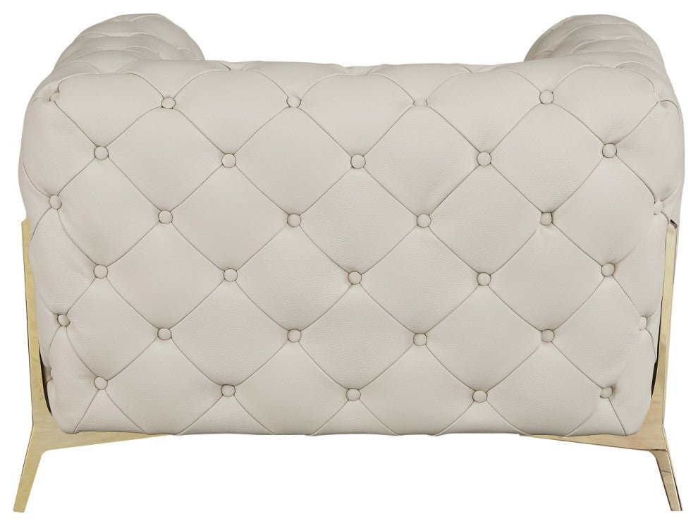 Angelica Italian Leather Accent Chair, Beige