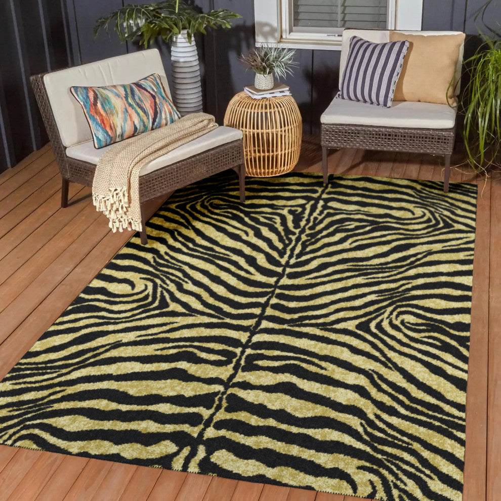 Indoor/Outdoor Mali ML1 Gold Machine Washable 5' x 7'6" Rug