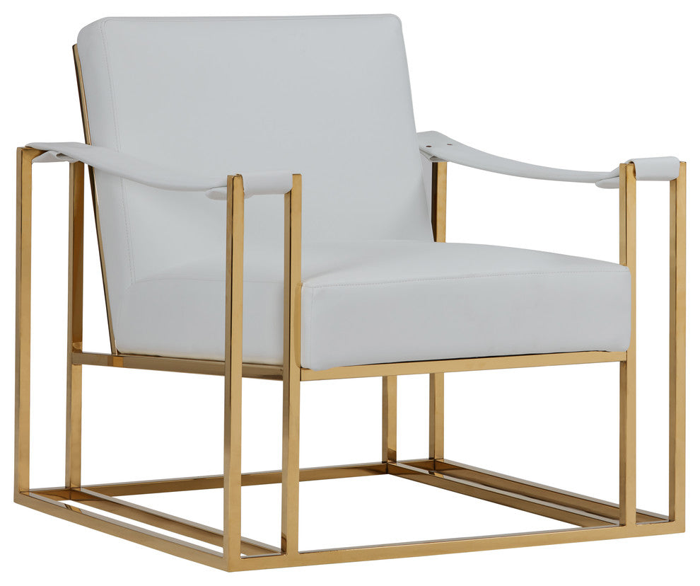 Modrest Larson Modern White Leatherette and Gold Accent Chair