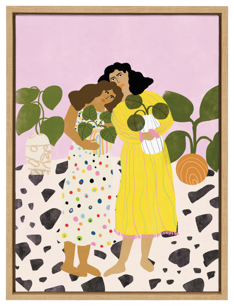 Sylvie No Thanks We Have Plants Framed Canvas by Alja Horvat, Natural 18x24