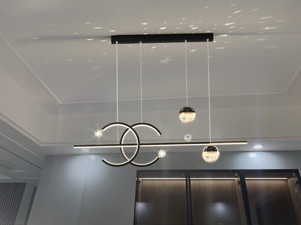 Wallisellen | Creative LED Pendant Light in a Nordic style for Dining Room, Black, Trichromatic Light