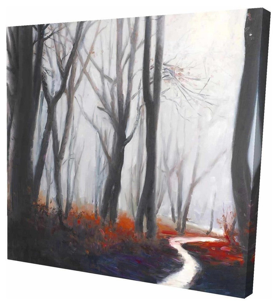 Mysterious Forest With a Stream, Fine Art Gallery Wrapped Canvas, 24"x24"