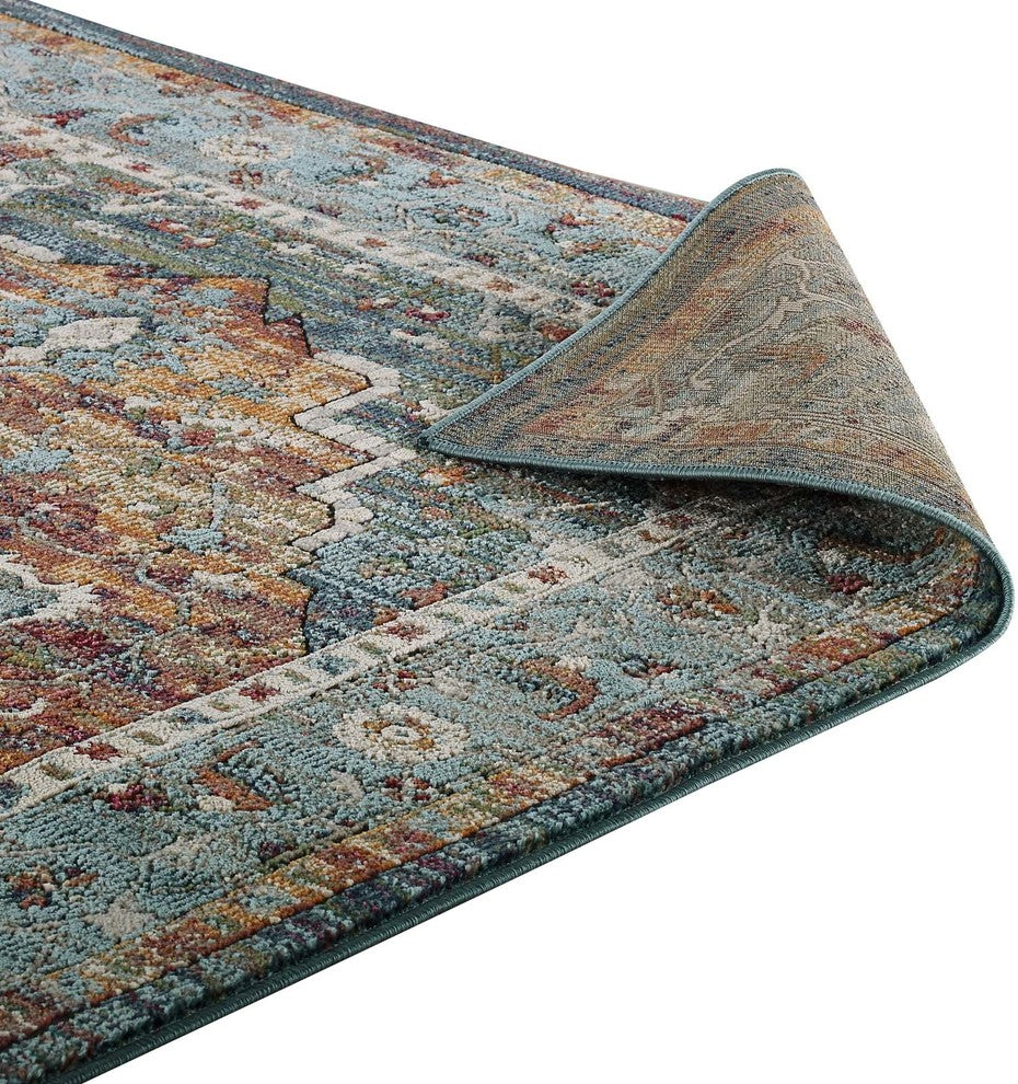 Tribute Diantha Distressed Vintage Floral Persian Medallion 8x10 Area Rug