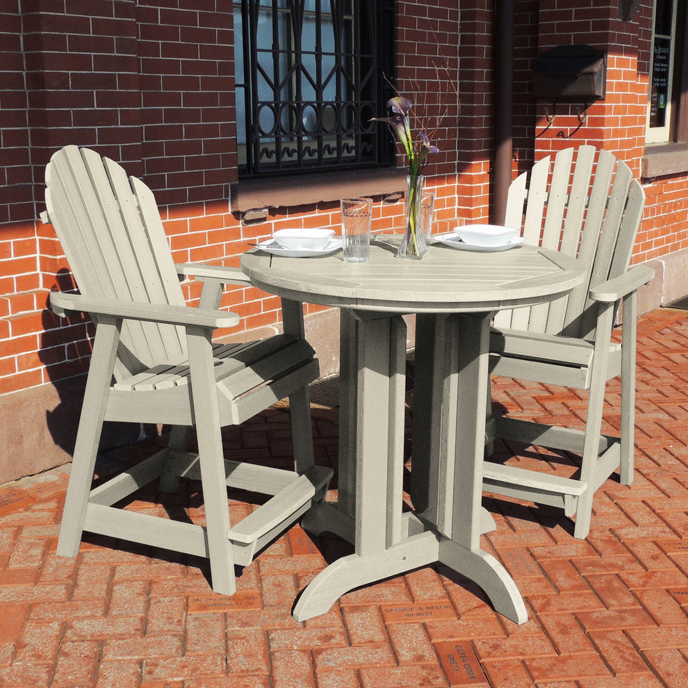 Sequoia 3-Piece Muskoka Adirondack Bistro Dining Set, Counter With 36" Table, Whitewash