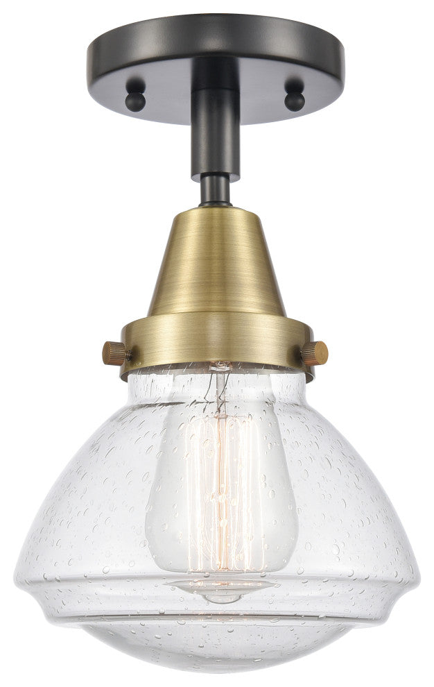 Innovations 447-1C-BAB-G324 Olean 1 Light Flush Mount, Black Antique Brass