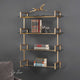 Iron Glass Wall Shelf Antiqued, Gold Metal Vintage Style 4 Shelves