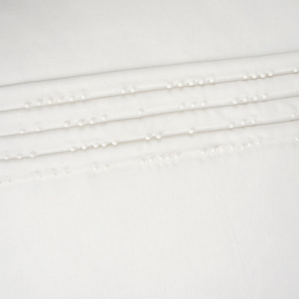 White Beaded Pin Tuck Transitional Throw Pillow