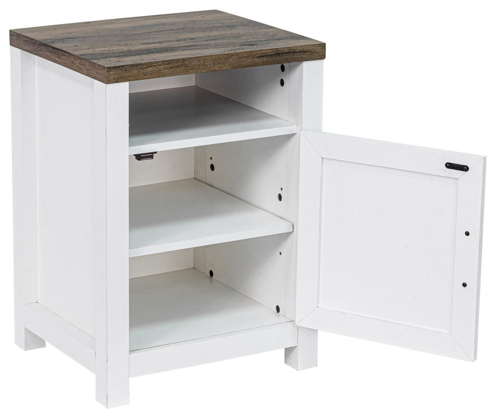 Farmhouse Nightstand with Drawer Storage