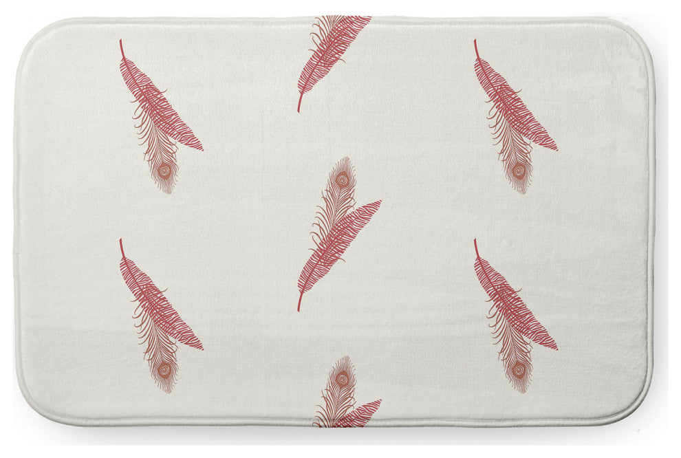 34" x 21" Feather Stripe Bathmat, Ligonberry Red