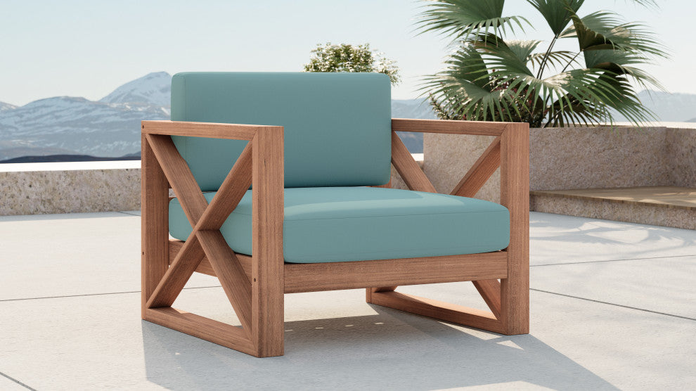 Anguilla Waterproof Fabric Upholstered Outdoor Chair, Blue